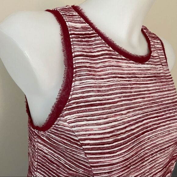 ANTHROPOLOGIE VANESSAVIRGINIA MERLOT‎ STRIPE KNIT SLEEVELESS FRINGED TANK SZ S - Picture 4 of 11